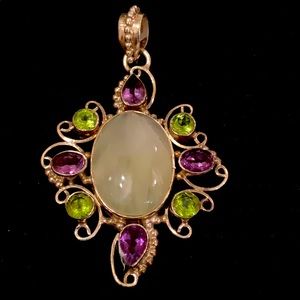 Nepal Sterling Silver Pendent Shell Amethyst Peridot